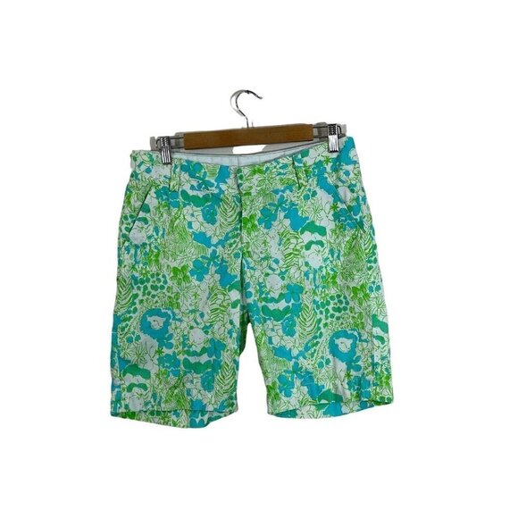 Lilly Pulitzer 4 The Chipper Short Bermuda Cotton Blue Green White Resort - Picture 1 of 11